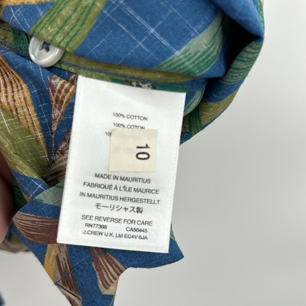 J. Crew‎ Mens Short Sleeve Camp Collar Shirt Size Large Palm Print Beach Resort - Picture 6 of 9